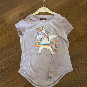 Girls unicorn dabbing sparkle shirt